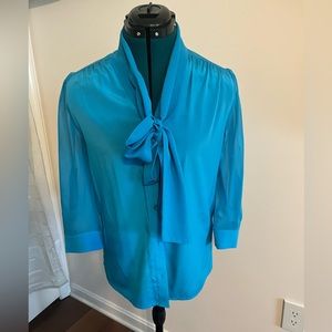 Alice & Olivia Turquoise Silk Blouse